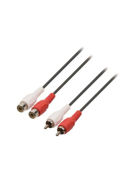 Cablu Audio Valueline 2x RCA (M) la 2x RCA (T) 1.5m Negru