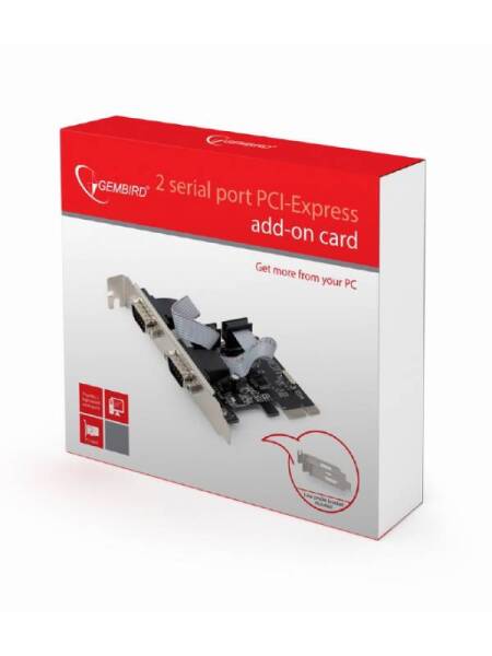 Adaptor Gembird PCI-Express Serial x2, Low profile bracket inclus