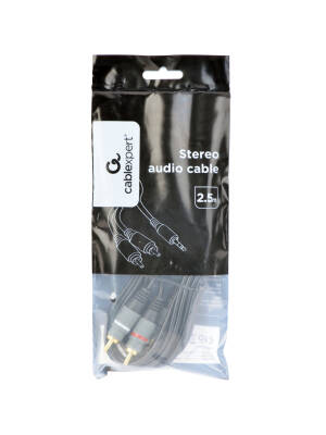 Cablu Audio Gembird 3.5mm Jack (T) la 2x RCA (T) 2.5m Negru