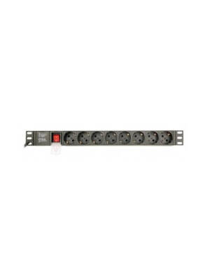 Prelungitor Rackabil Gembird EG-PDU-014-C14, 8 prize Schuko, 3 m (Negru), intrare bypass