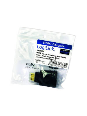 ADAPTOR video LOGILINK, Mini-HDMI (Type C)(T) la HDMI (M), conectori auriti, rezolutie maxima 4K UHD 30Hz