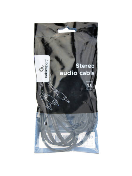 Cablu Audio Gembird 3.5mm Jack (T) la 2x RCA (T) 1.5m Negru