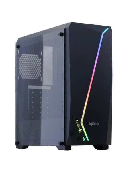 CARCASA SPACER - gaming, Middle Tower, ATX, "FLASH", fara sursa, sticla securizata, USB 2.0 x 2,USB 3.0 x 1