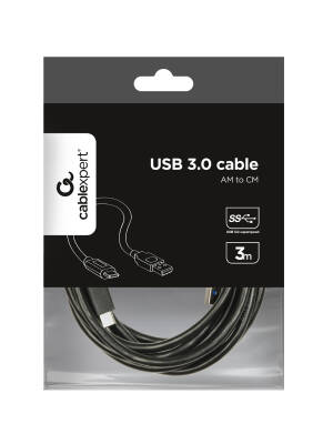 Cablu Gembird USB 3.0 (T) la USB 3.1 Type-C (T) 3m Negru