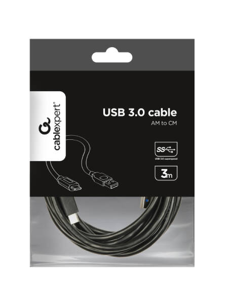 Cablu Gembird USB 3.0 (T) la USB 3.1 Type-C (T) 3m Negru