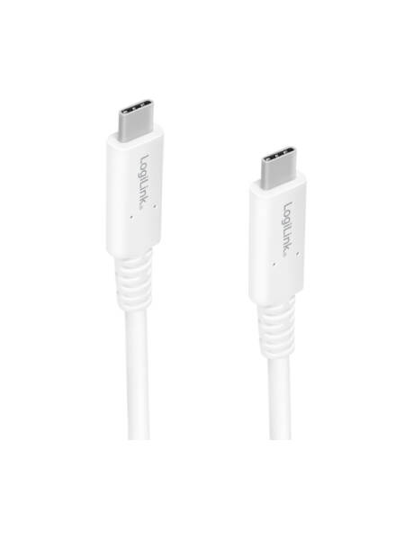 Cablu LogiLink USB Type-C 4.3 (T) la USB Type-C 4.3 (T) UHD 8k/60Hz 100W triplu ecranat 0.8m Alb