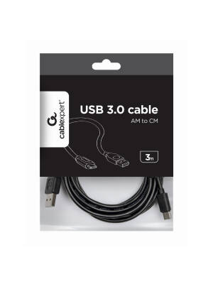 CABLU alimentare si date GEMBIRD, pt. smartphone, USB 2.0 (T) la USB 2.0 Type-C (T), 3m, negru