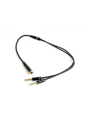 Cablu Audio Gembird 3.5mm Jack (M) la 2x 3.5mm Jack (T) 0.2m Negru